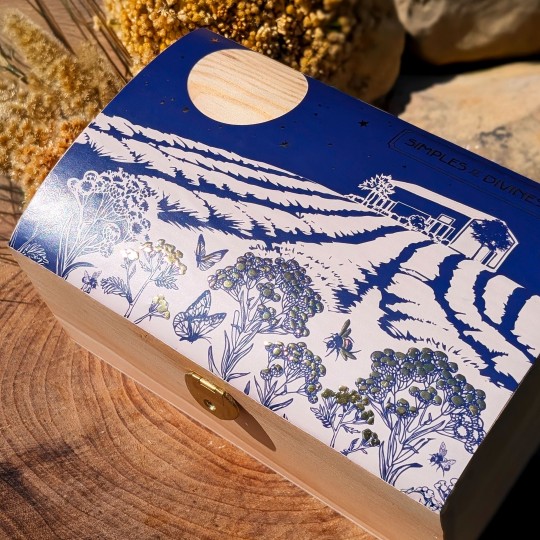 Coffret en bois trio immortelle de Corse