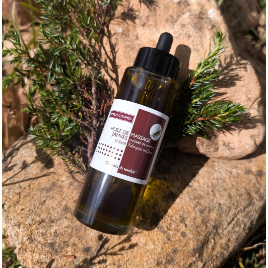 Jambes, Huile de soin 100ml Genévrier/Immortelle/Lentisque Jambes, Huile de soin 100ml Genévrier/Immortelle/Lentisque